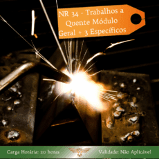 Curso NR 34 - Trabalho a Quente Módulo Geral + 3 Módulos Específicos - 20 horas