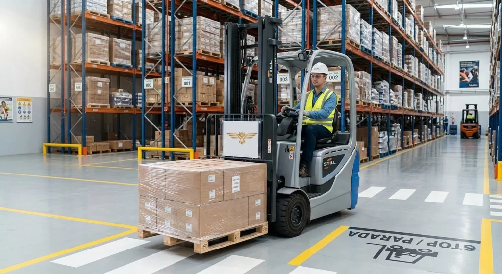 Operação segura de empilhadeira seguindo as exigências legais das NRs e treinamentos da Talismã